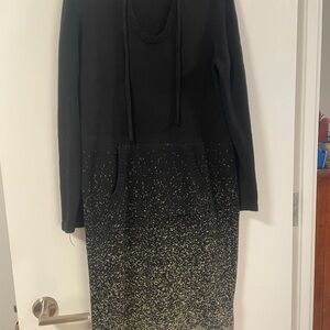 Torrid Hooded Black and Gold Speckled Sweater Dress